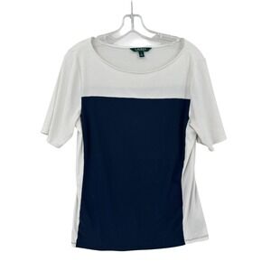 Lauren Ralph Lauren Top Shirt‎ Womens Sz XL Classic Timeless Stretchy Comfycore